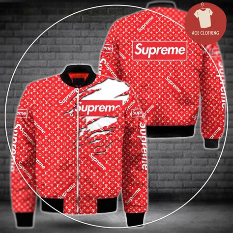 louis vuitton supreme red bomber